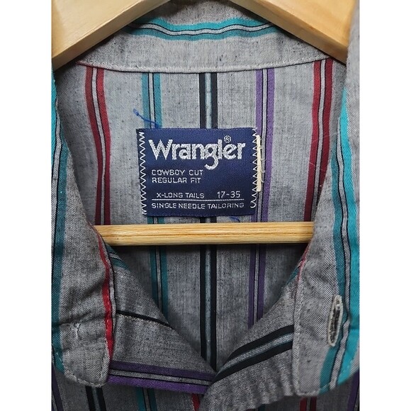 Wrangler Western Cowboy Cut Regular Fit Pearl Snap Long Sleeve Shirt 17 x 35 - Picture 5 of 6
